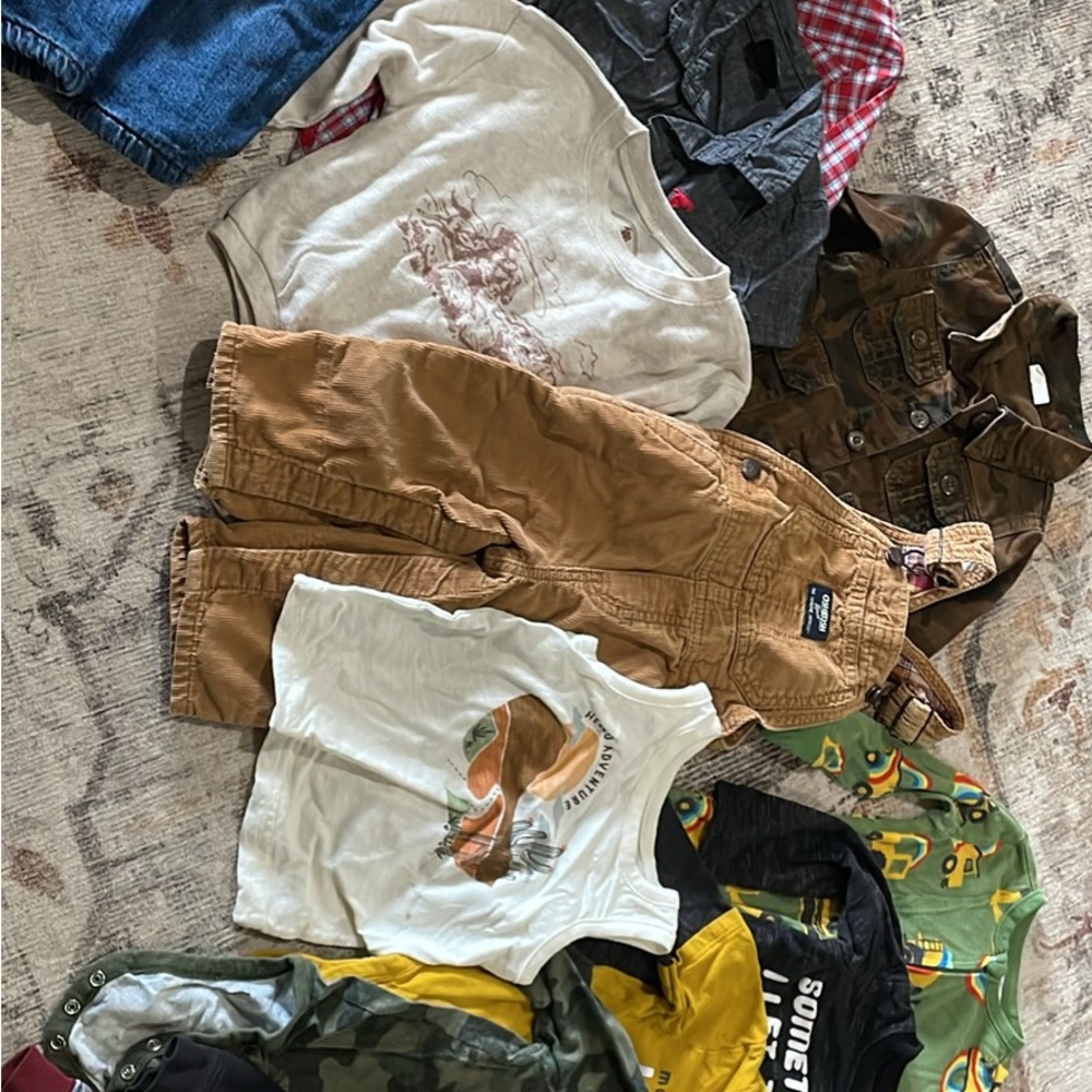 12 month baby Clothing Bundle with Overalls and Tees